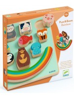 Дървен образователен пъзел Djeco - Баланс животни и дъга