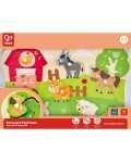 Дървен образователен пъзел Hape - Ферма, 10 части