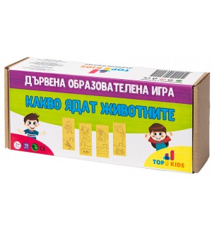 Дървен образователен пъзел Top Kids - Какво ядат животните