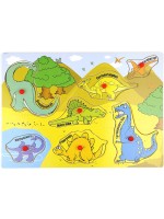 Дървен пъзел Acool Toy - Динозаври, 8 части