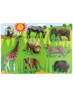 Дървен пъзел Acool Toy - Диви животни, 9 части