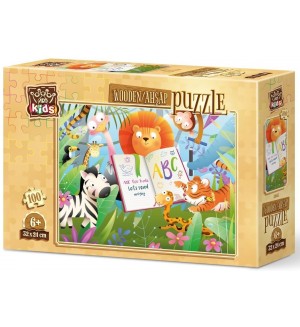Дървен пъзел Art Puzzle от 100 части - Училище в гората