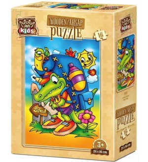 Дървен пъзел Art Puzzle от 16 части - Пътят за училище