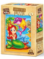 Дървен пъзел Art Puzzle от 16 части - Русалката и нейния приятел