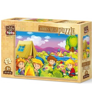 Дървен пъзел Art Puzzle от 25 части - Време за къмпинг