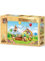 Дървен пъзел Art Puzzle от 50 части - Парти с маймунки