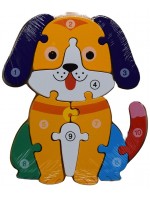Дървен пъзел B-MAX - Животни, с номера, 10 части, 22 х 18 cm, асортимент