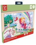 Дървен пъзел Hape International - Еднорог и приятели
