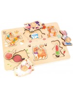 Дървен пъзел Hape International - Ферма, 13 части