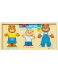 Дървен пъзел Melissa & Doug - Oблечи семейството мечета, 45 части