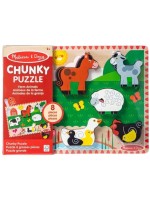 Дървен пъзел Melissa & Doug - Селскостопански животни, 8 части