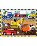 Дървен пъзел Melissa & Doug - Строителни машини, 6 части