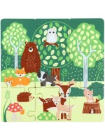 Дървен пъзел Orange Tree Toys - Горски животни, 9 части 