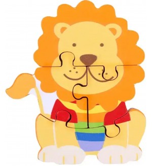 Дървен пъзел Orange Tree Toys - Лъв, 4 части