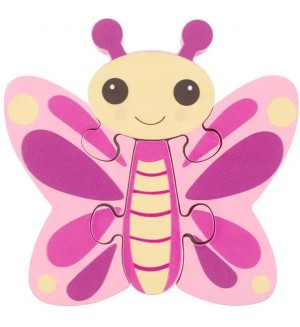 Дървен пъзел Orange Tree Toys - Пеперуда, 4 части