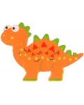 Дървен пъзел Orange Tree Toys - Стегозавър, 4 части