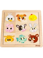 Дървен пъзел Pino от 18 части - Глави на животни Дървен пъзел Pino от 18 части - Глави на животни