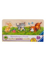 Дървен пъзел Ravensburger от 3 части - Сладки бебета животни