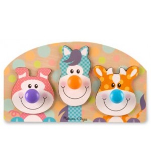 Дървен пъзел с дръжки Melissa and Doug - Ферма