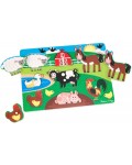 Дървен пъзел с дръжки Melissa & Doug - Ферма, 8 части