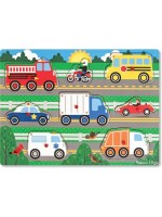 Дървен пъзел с дръжки Melissa & Doug - Превозни средства