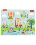 Дървен пъзел с дръжки Trefl Fisher Price - Животните в парка, 8 части