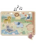 Дървен пъзел със звуци Tooky Toy - Животни, 6 части