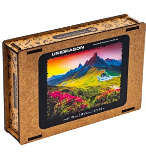 Дървен пъзел Unidragon от 125 части - Планини
