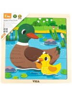 Дървен пъзел Viga - Патица с пате, 9 части