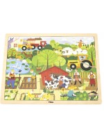 Дървен пъзел Viga Toys - Ферма, 48 части