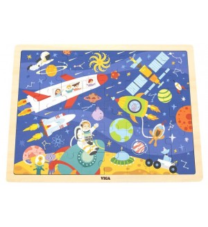 Дървен пъзел Viga Toys - Космос, 48 части
