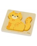 Дървен пъзел Viga Toys - Коте, 5 части