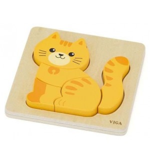 Дървен пъзел Viga Toys - Коте, 5 части