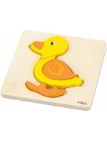 Дървен пъзел Viga Toys - Пате, 4 части