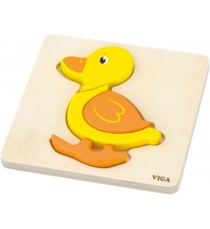 Дървен пъзел Viga Toys - Пате, 4 части