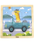 Дървен пъзел Viga Toys – Жираф, 9 части