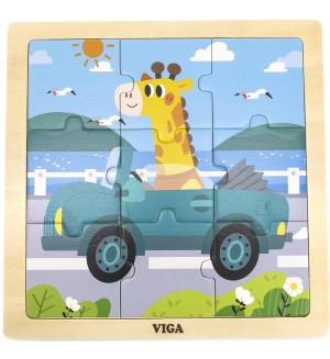 Дървен пъзел Viga Toys – Жираф, 9 части