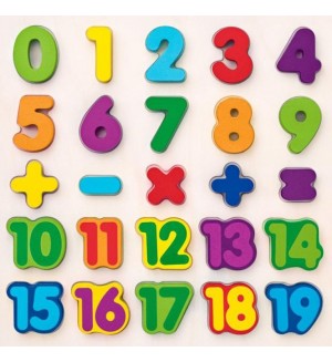 Дървен пъзел Woody - Числата от 1 до 20 и аритметичните знаци