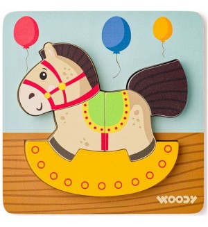 Дървен пъзел Woody - Конче, 5 части Дървен пъзел Woody - Конче, 5 части