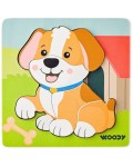 Дървен пъзел Woody - Куче, 5 части