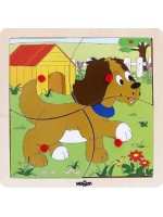 Дървен пъзел Woody - Веселото влакче, куче, 4 части Дървен пъзел Woody - Веселото влакче, куче, 4 части