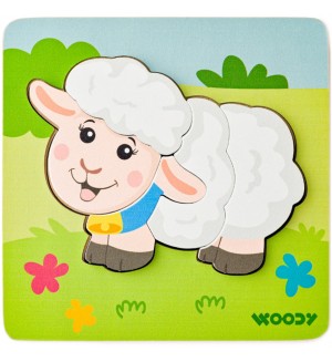 Дървен пъзел Woodyland - Овца, 5 части Дървен пъзел Woodyland - Овца, 5 части