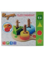 Дървен пъзел за нанизване Playsense - Лабиринт