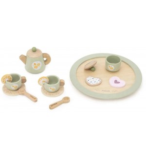 Дървен сервиз за чай Viga Toys PolarB - Зелен Дървен сервиз за чай Viga Toys PolarB - Зелен