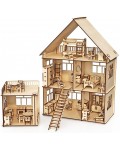 Дървен сглобяем комплект Woodpy - Къща за кукли с мебели, 296 части