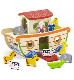 Дървен сортер с животни Viga Toys - Корабът на Ной
