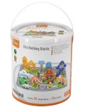 Дървен строител Viga Toys PolarB - Град, с фигури и платформа, 100 части