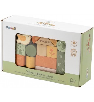Дървен строител Viga Toys PolarB - Цветни блокчета, 50 части