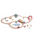 Дървен влак с релси Viga Toys PolarB - Ферма, 30 части