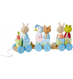 Дървен влак за дърпане Orange Tree Toys Peter Rabbit - Пъзел